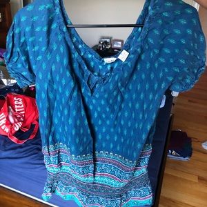 Cute blue boho top